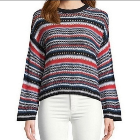 BB Dakota Striped Open Knit Crew Neck Sweater - Picture 10 of 10
